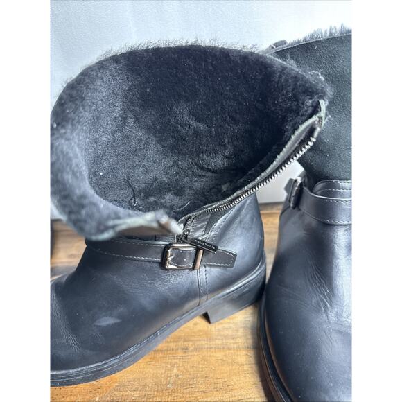 Aquatalia Black Leather Boots Women's Size 10 Made in Italy Shearling Lined EUC - Picture 8 of 9